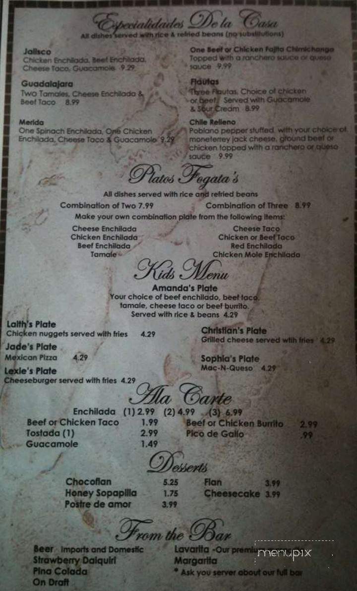 Fogata's Cocina Mexicana - Haltom City, TX menu_pic