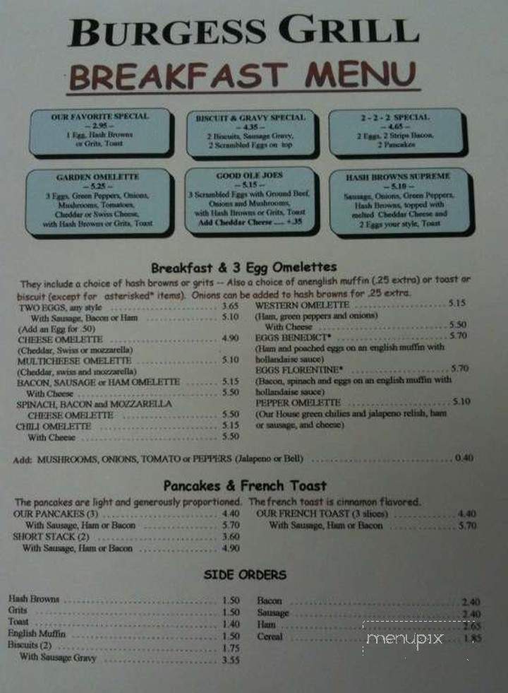 Burgess Grill - Lawton, OK menu_pic