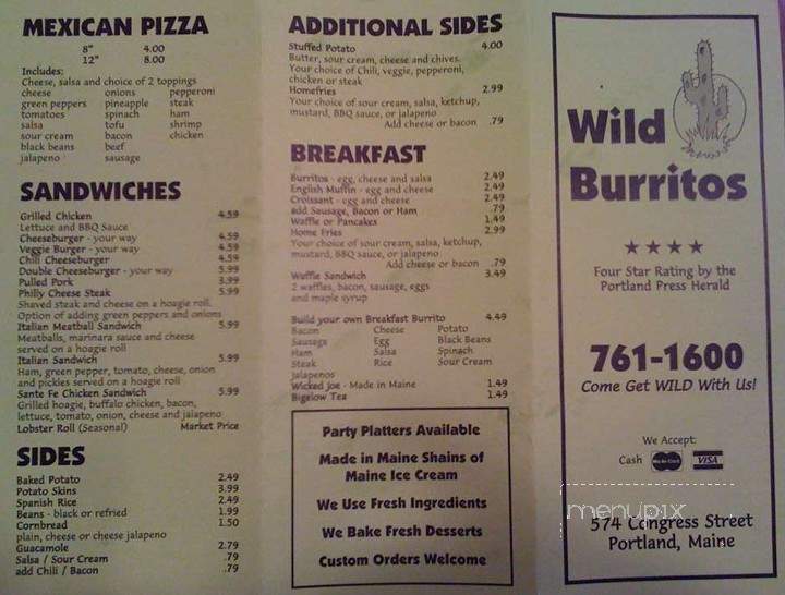 Wild Burrito - Portland, ME menu_pic