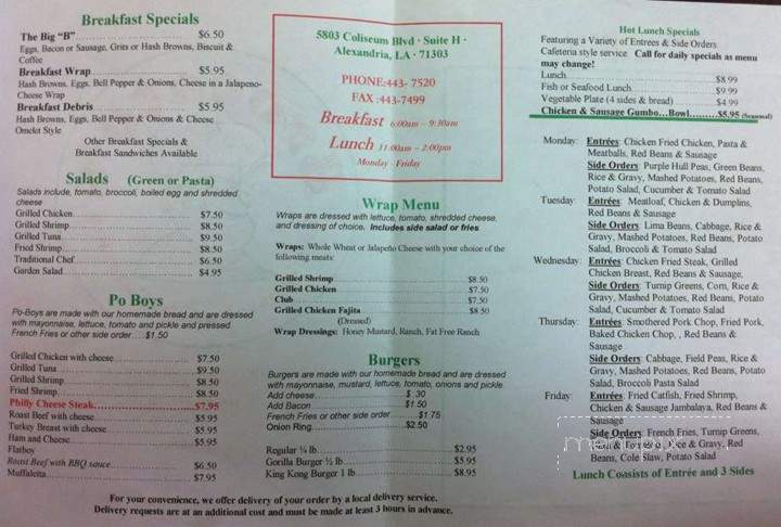 Brocato's Breakfast and Lunch - Alexandria, LA menu_pic