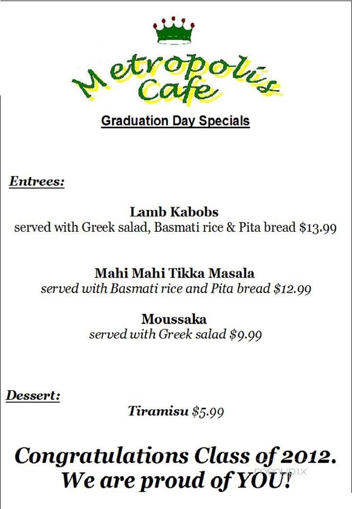 Metropolis Cafe - Milledgeville, GA menu_pic