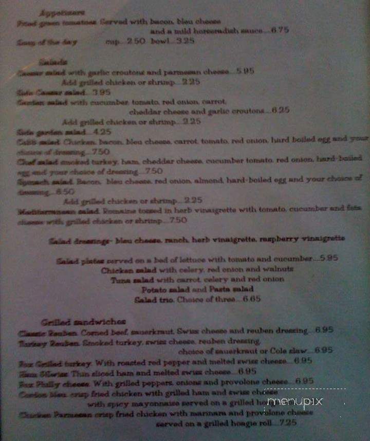 Fox Restaurant - Jacksonville, FL menu_pic