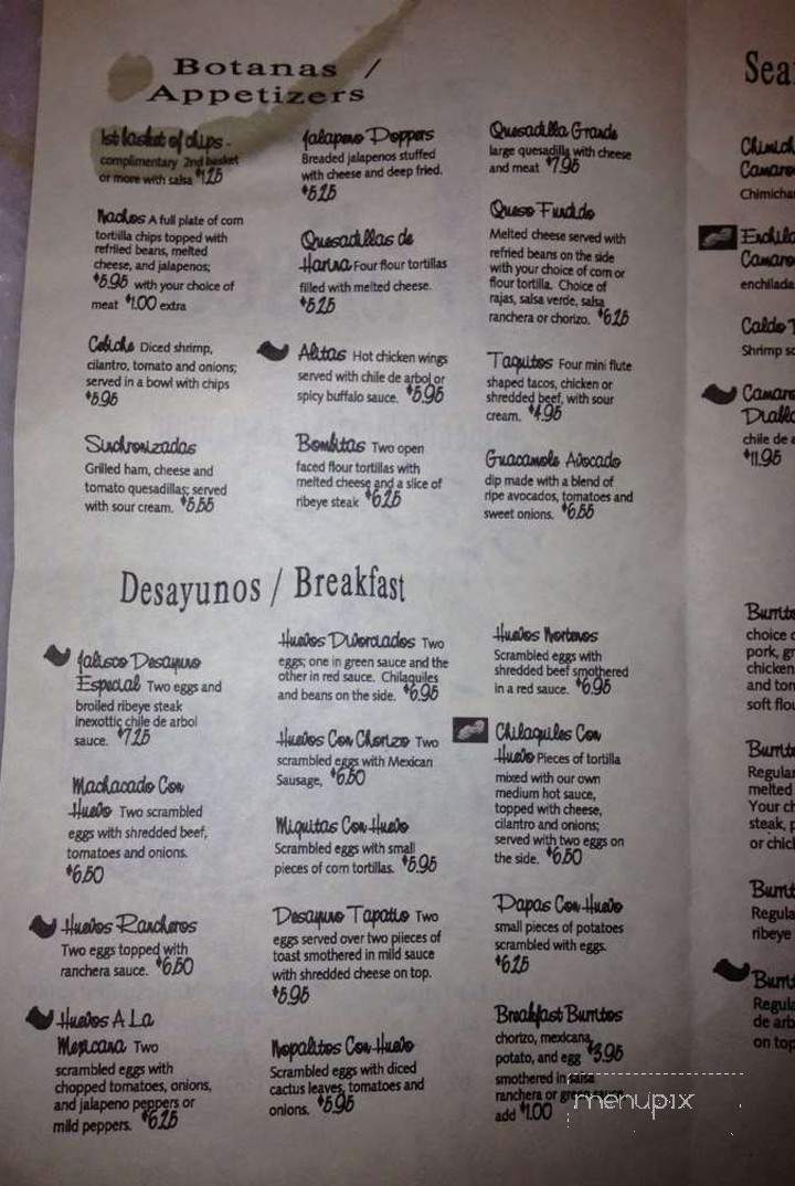 Jalisco Restaurant - Cedarburg, WI menu_pic
