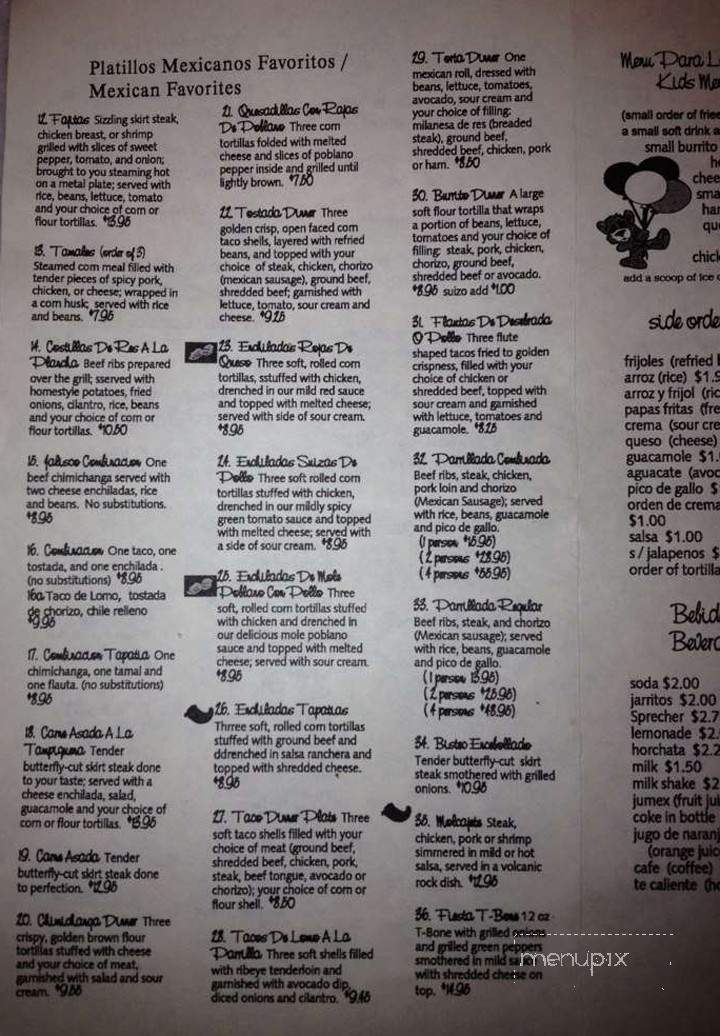 Jalisco Restaurant - Cedarburg, WI menu_pic