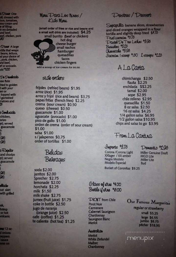 Jalisco Restaurant - Cedarburg, WI menu_pic
