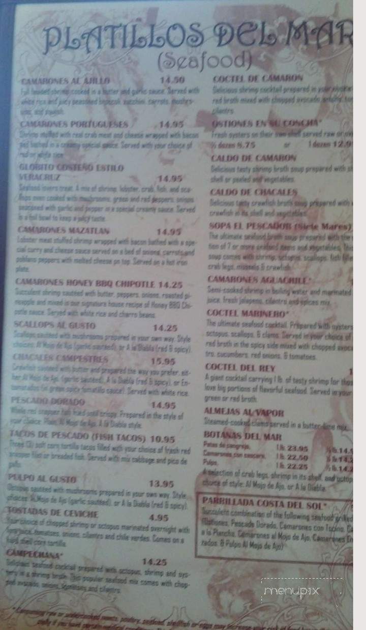 Hacienda Del Sol - Pasco, WA menu_pic