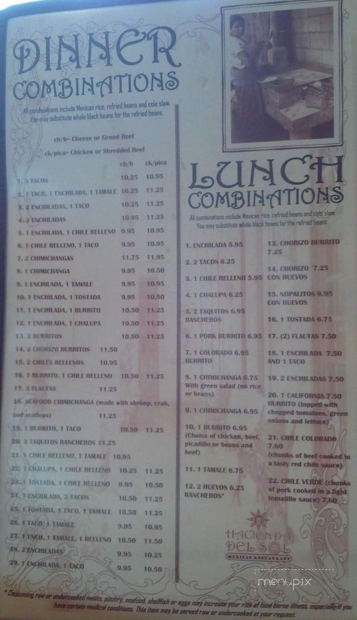 Hacienda Del Sol - Pasco, WA menu_pic