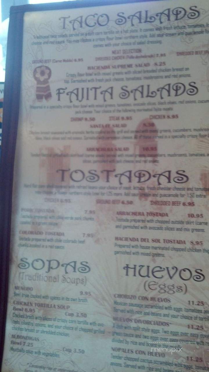 Hacienda Del Sol - Pasco, WA menu_pic