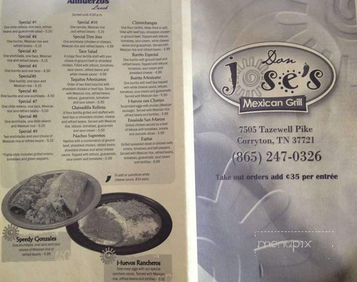 Don Jose's Mexican Grill - Corryton, TN menu_pic