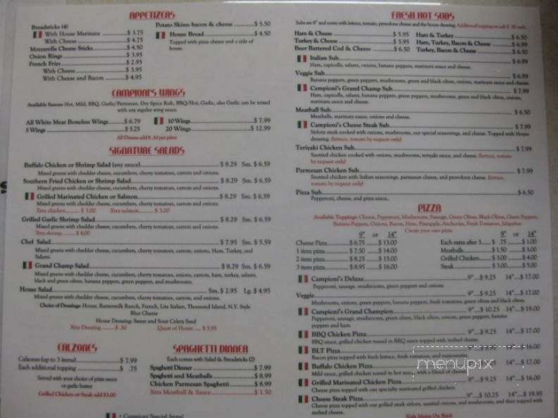 Campioni's - Springboro, OH menu_pic