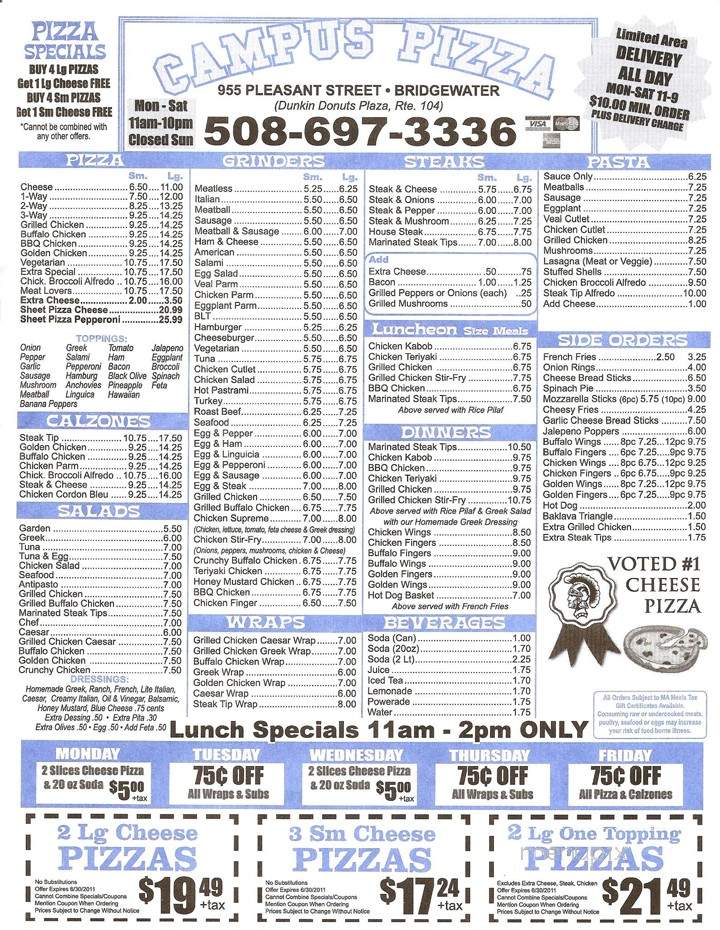 Campus Pizza & Subs - Bridgewater, MA menu_pic