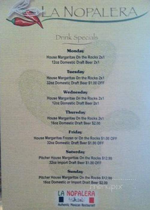 La Nopalera - Gainesville, FL menu_pic