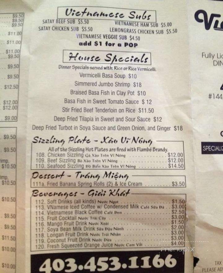 Viet Hai - Calgary, AB menu_pic