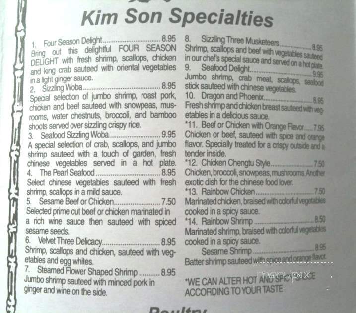 Kim Son Chinese Restaurant - Yukon, OK menu_pic