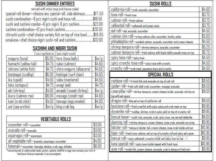 Bonsai II - Clinton, MS menu_pic