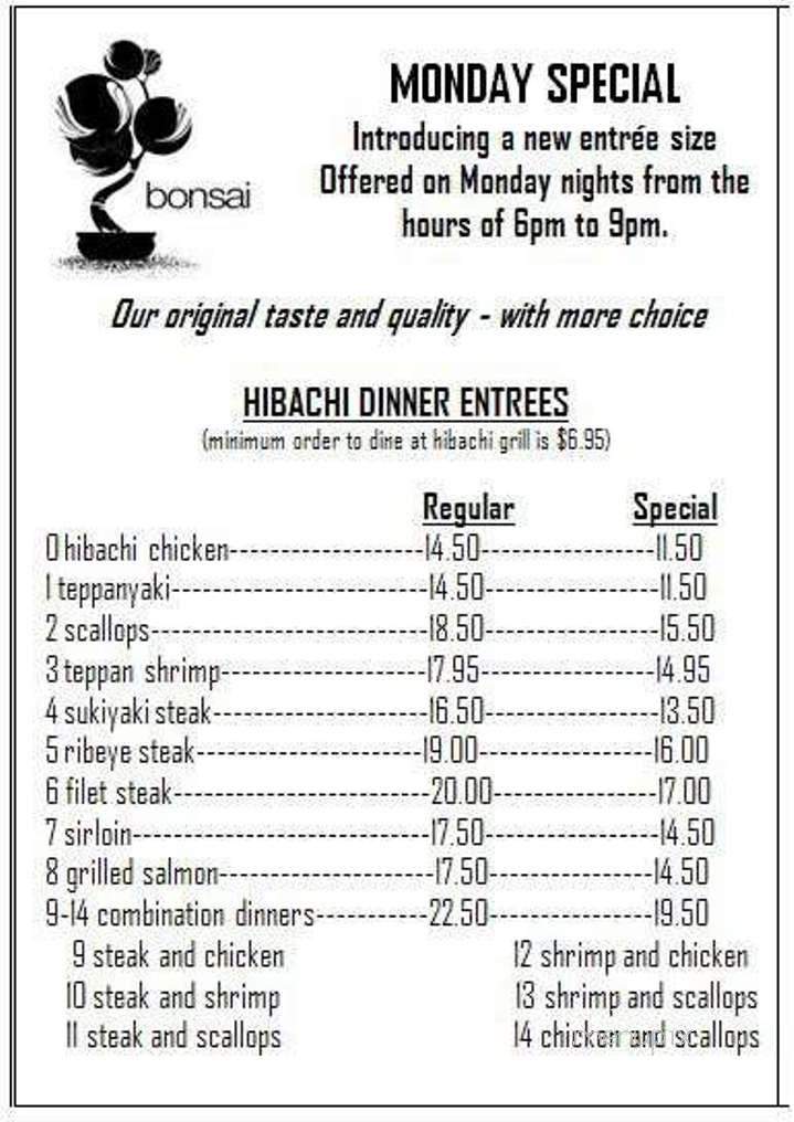 Bonsai II - Clinton, MS menu_pic
