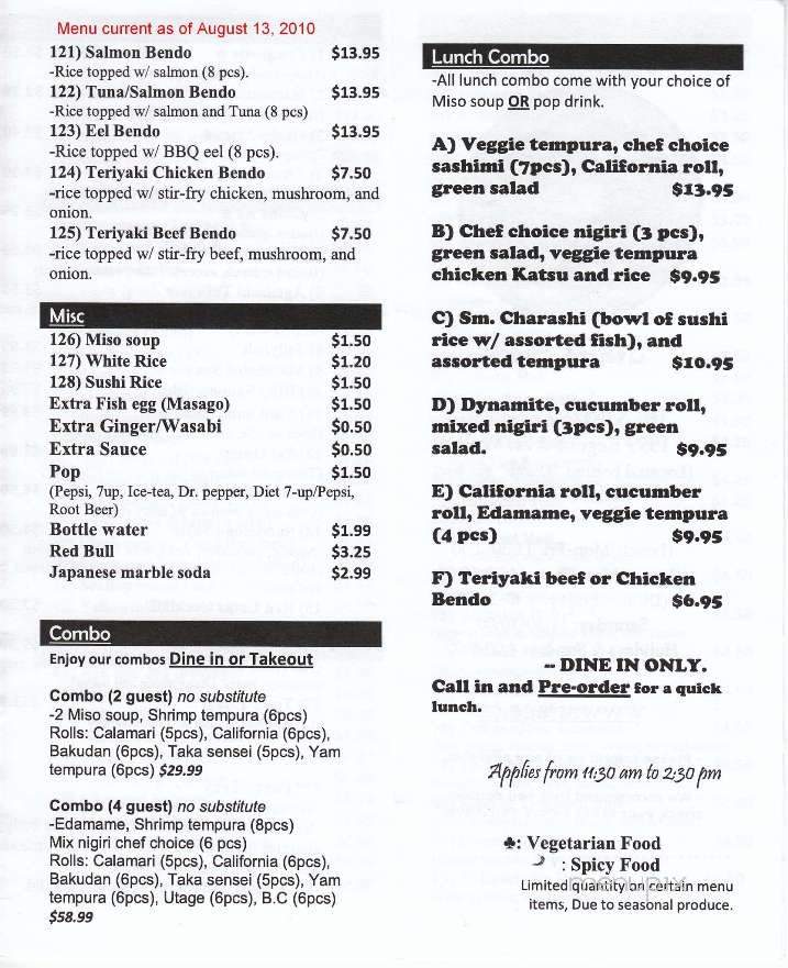Utage Sushi - Winnipeg, MB menu_pic