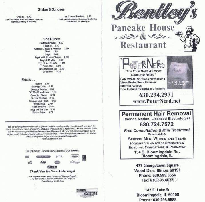 Bentley's Pancake House - Wood Dale, IL menu_pic
