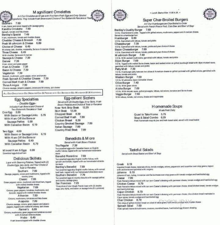 Bentley's Pancake House - Wood Dale, IL menu_pic