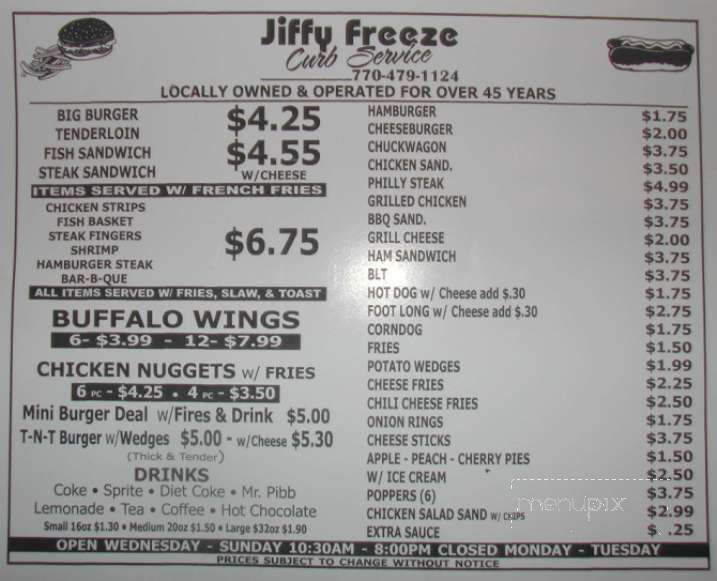 Jiffy Freeze - Canton, GA menu_pic