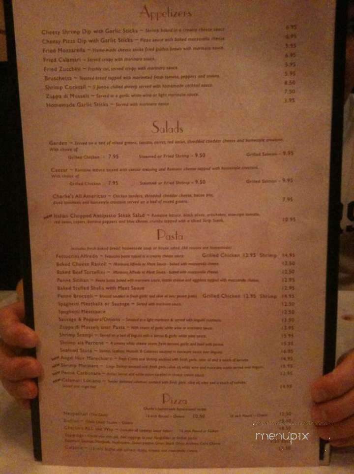 Charlie's Italian Restaurant - Ellijay, GA menu_pic