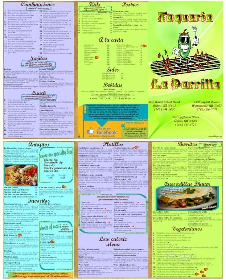 Taqueria La Parrilla - Athens, GA menu_pic