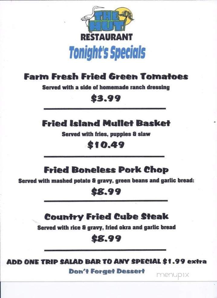 The Hut Restaurant - Eastpoint, FL menu_pic