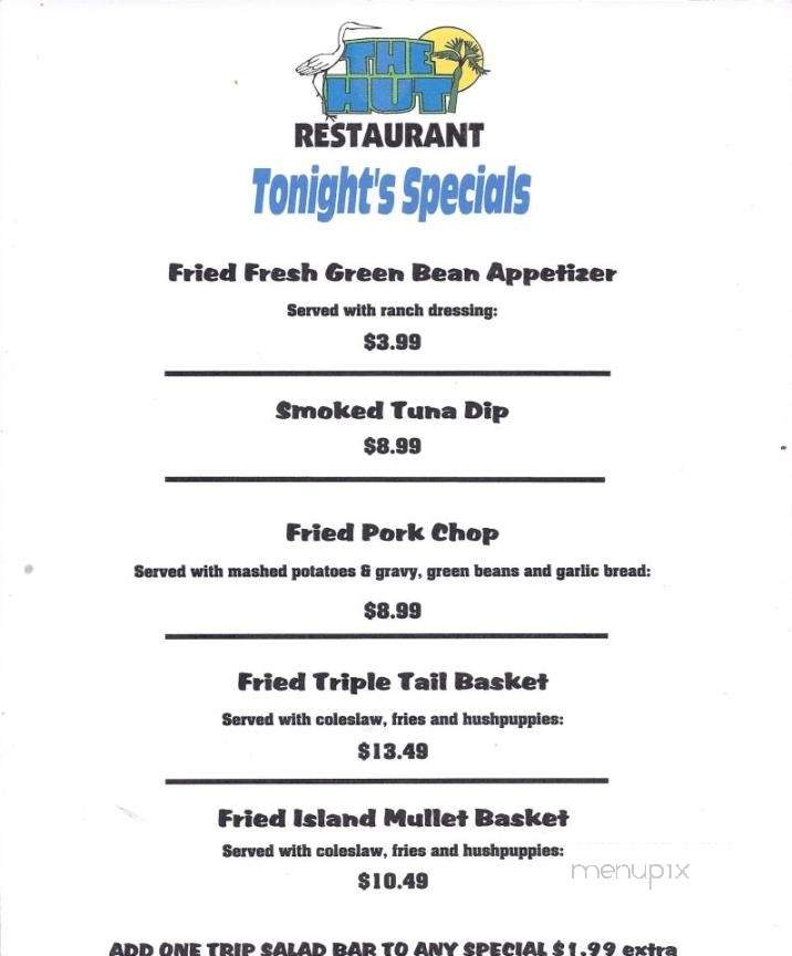 The Hut Restaurant - Eastpoint, FL menu_pic