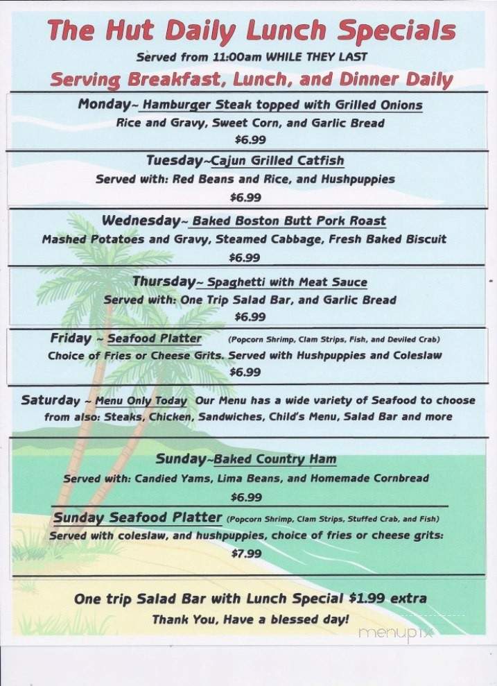 The Hut Restaurant - Eastpoint, FL menu_pic