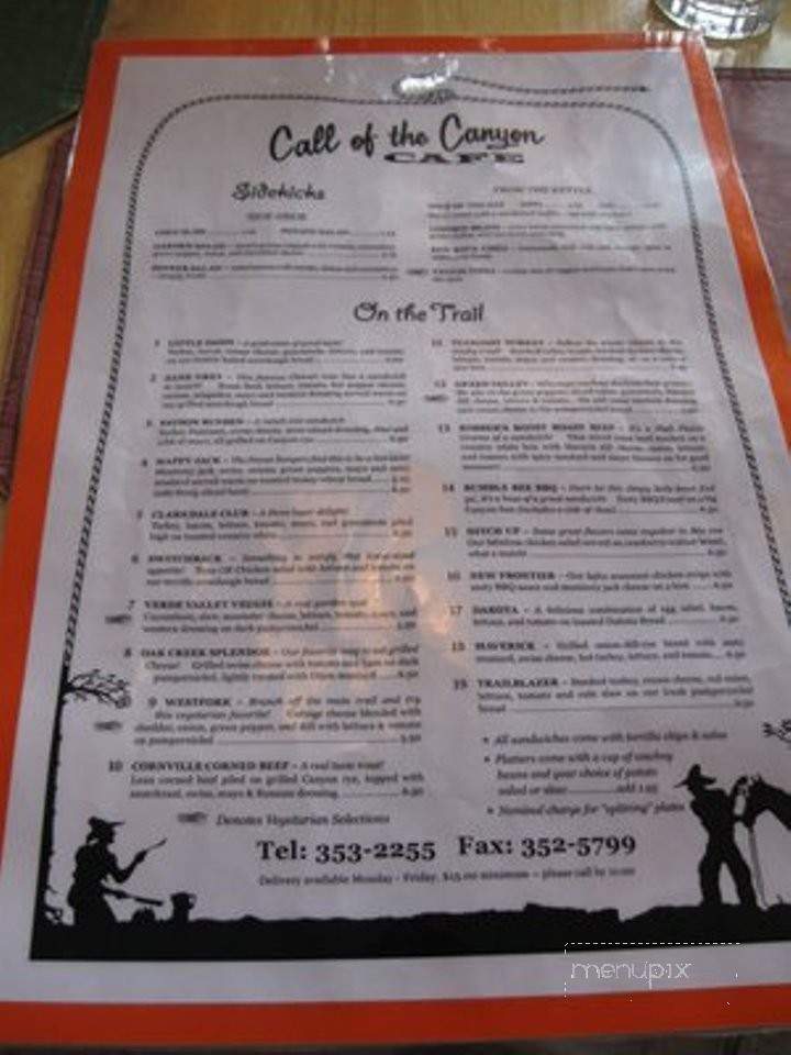 Call of the Canyon Cafe - Bowling Green, OH menu_pic