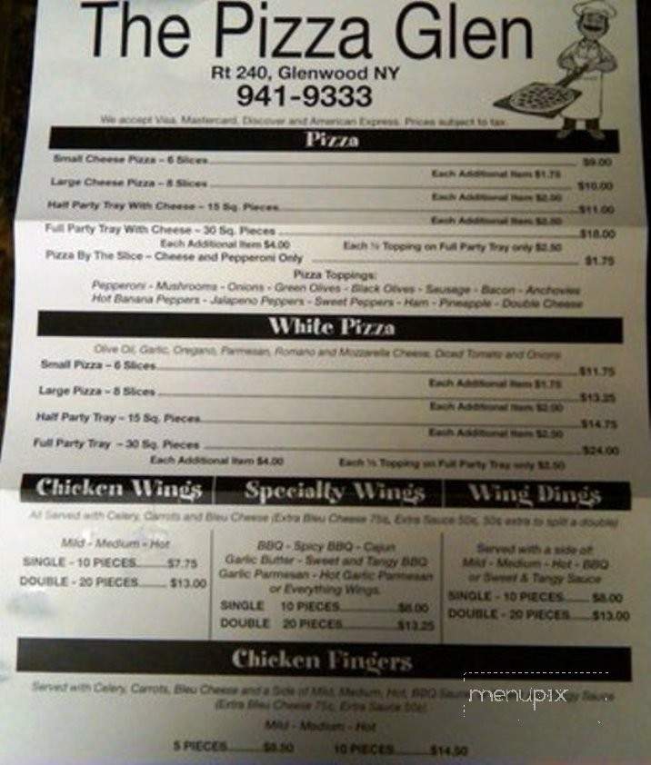 Pizza Glen - Glenwood, NY menu_pic