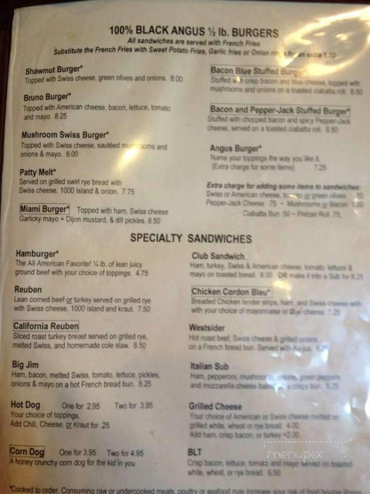 Shawmut Inn - Grand Rapids, MI menu_pic