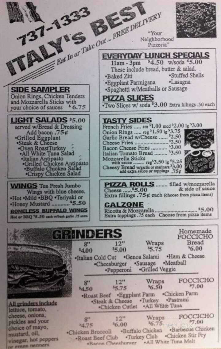 Italy's Best Express - Springfield, MA menu_pic