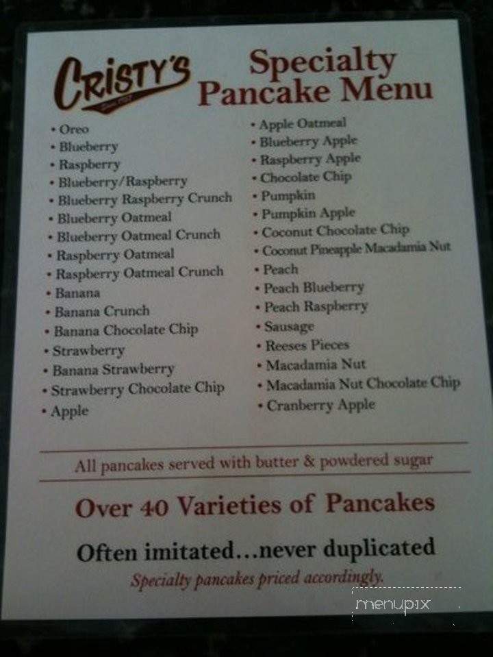 Cristy's Luncheonette - Westbrook, CT menu_pic