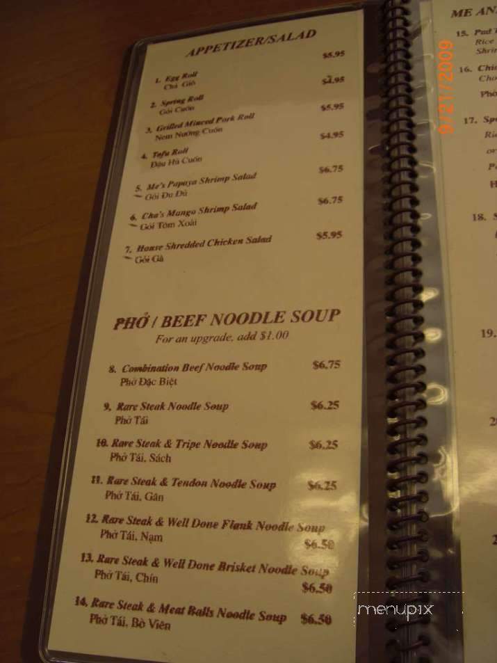 Me & Cha's Flavor of Vietnam - Livermore, CA menu_pic