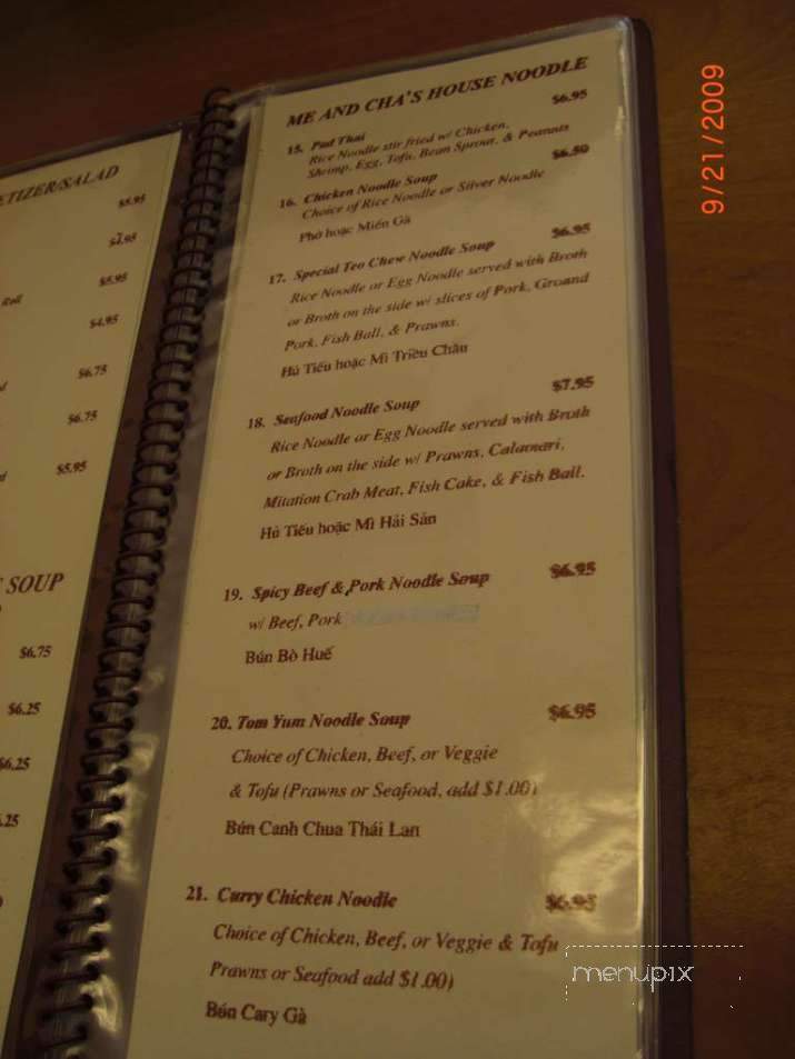 Me & Cha's Flavor of Vietnam - Livermore, CA menu_pic
