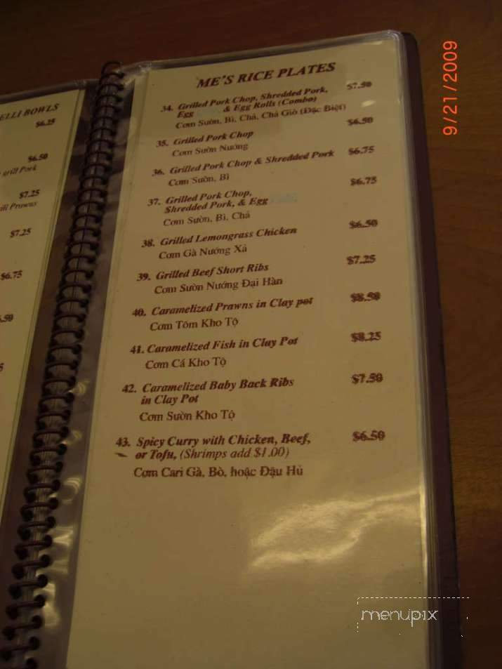 Me & Cha's Flavor of Vietnam - Livermore, CA menu_pic
