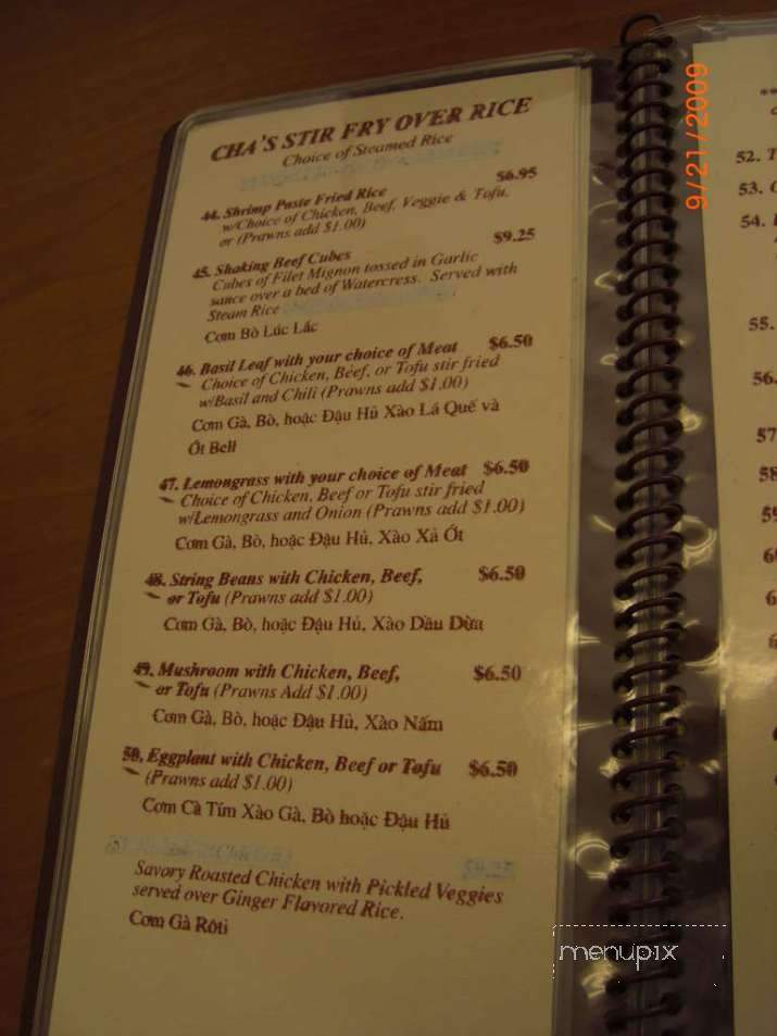 Me & Cha's Flavor of Vietnam - Livermore, CA menu_pic