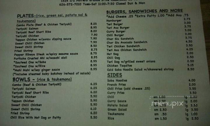 Bachan's Take Out - Rosemead, CA menu_pic