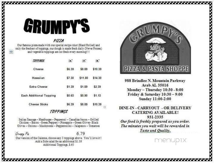 /5200116/Grumpys-Pizza-and-Pasta-Shop-Arab-AL - Arab, AL