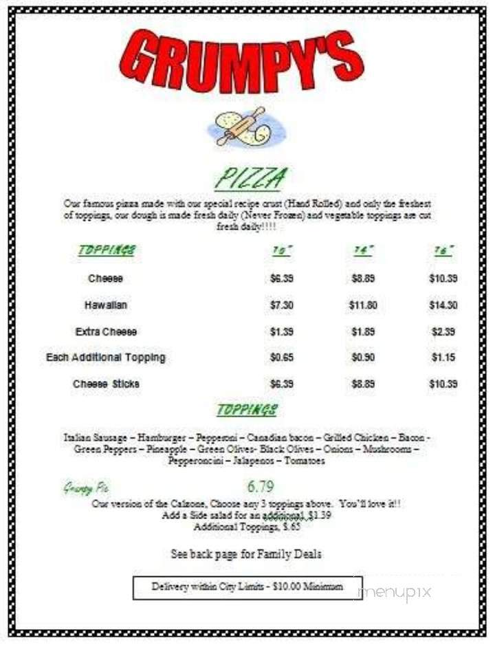 Grumpy's Pizza & Pasta Shop - Arab, AL menu_pic