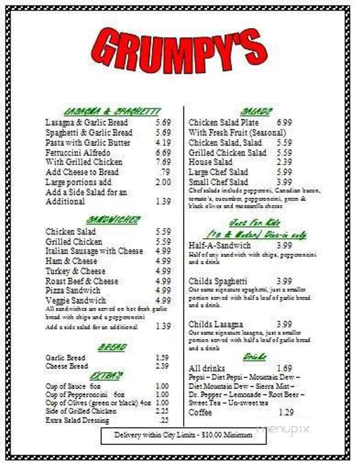 Grumpy's Pizza & Pasta Shop - Arab, AL menu_pic