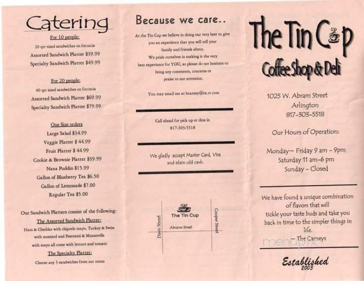 Tin Cup - Arlington, TX menu_pic