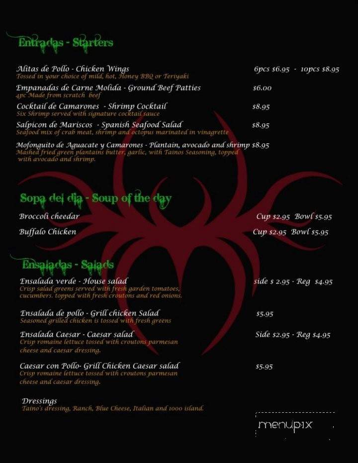 Tainos - Columbia, SC menu_pic