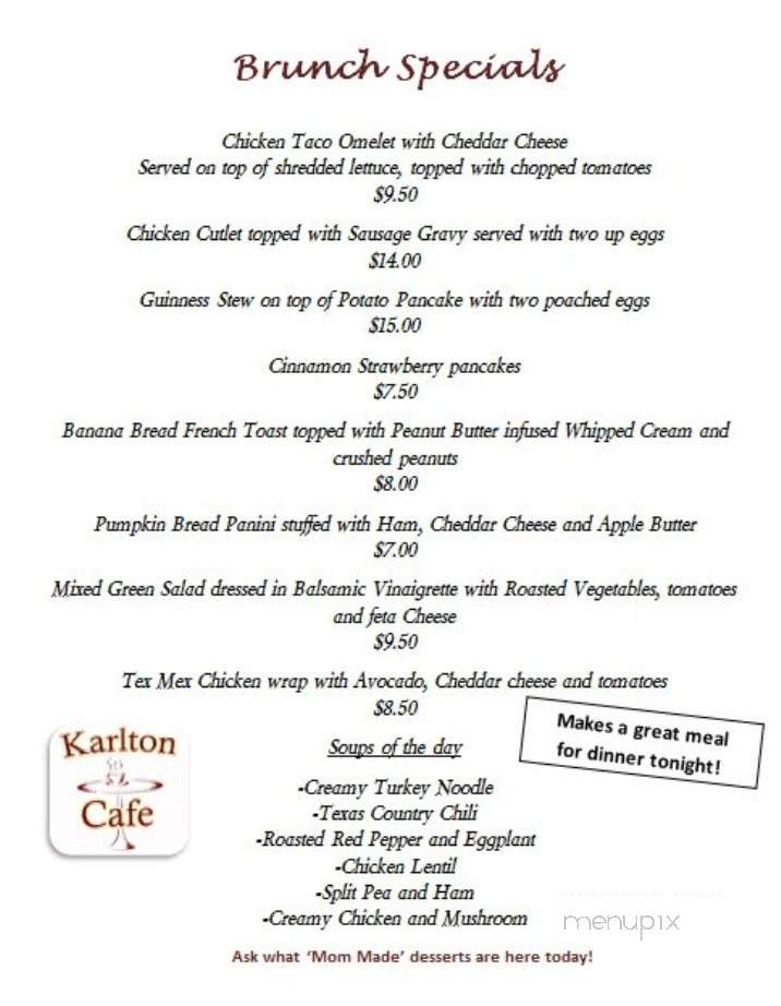 Karlton Cafe - Quakertown, PA menu_pic