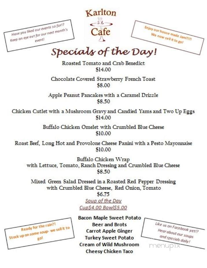 Karlton Cafe - Quakertown, PA menu_pic