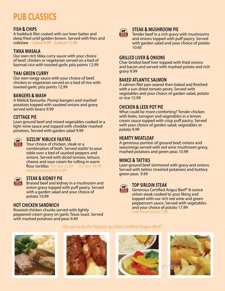 The Niblick Pub - Oakville, ON menu_pic