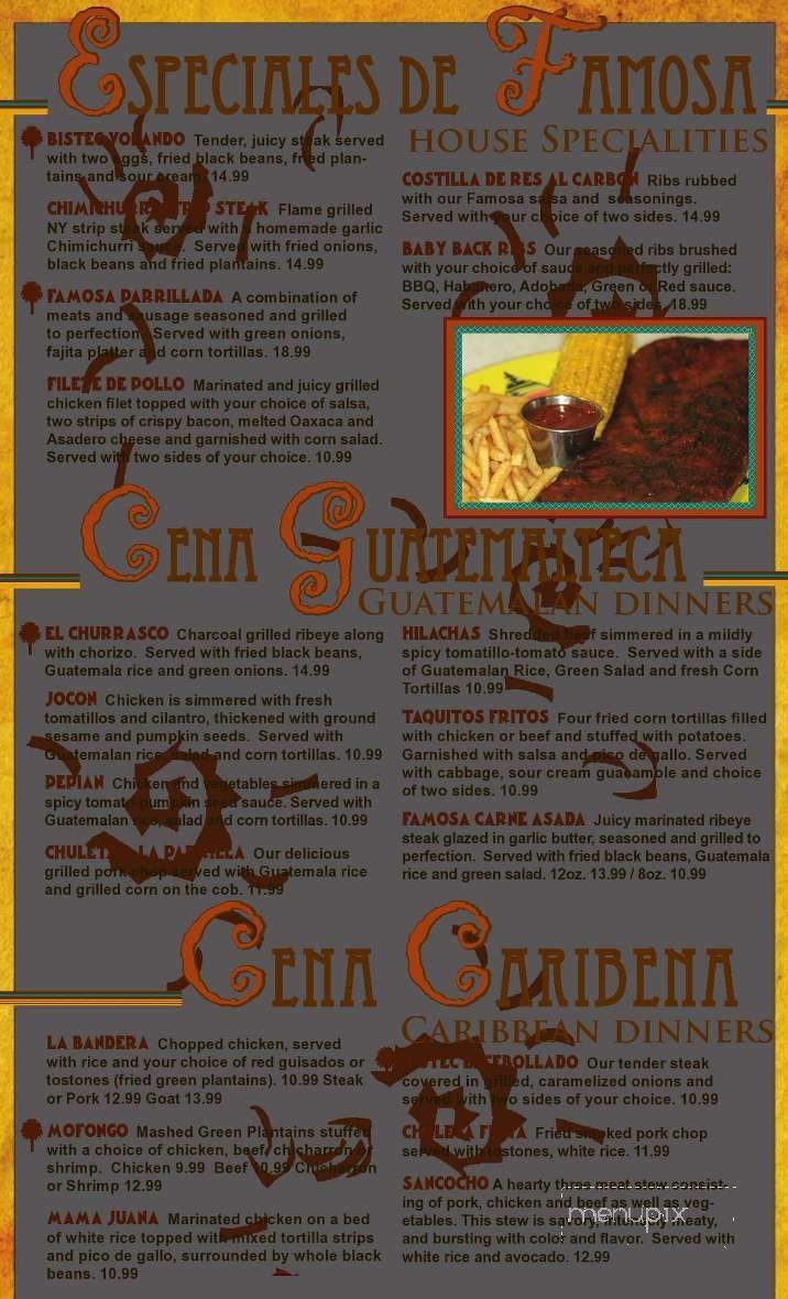 Famosa Latin Cuisine - Hilliard, OH menu_pic