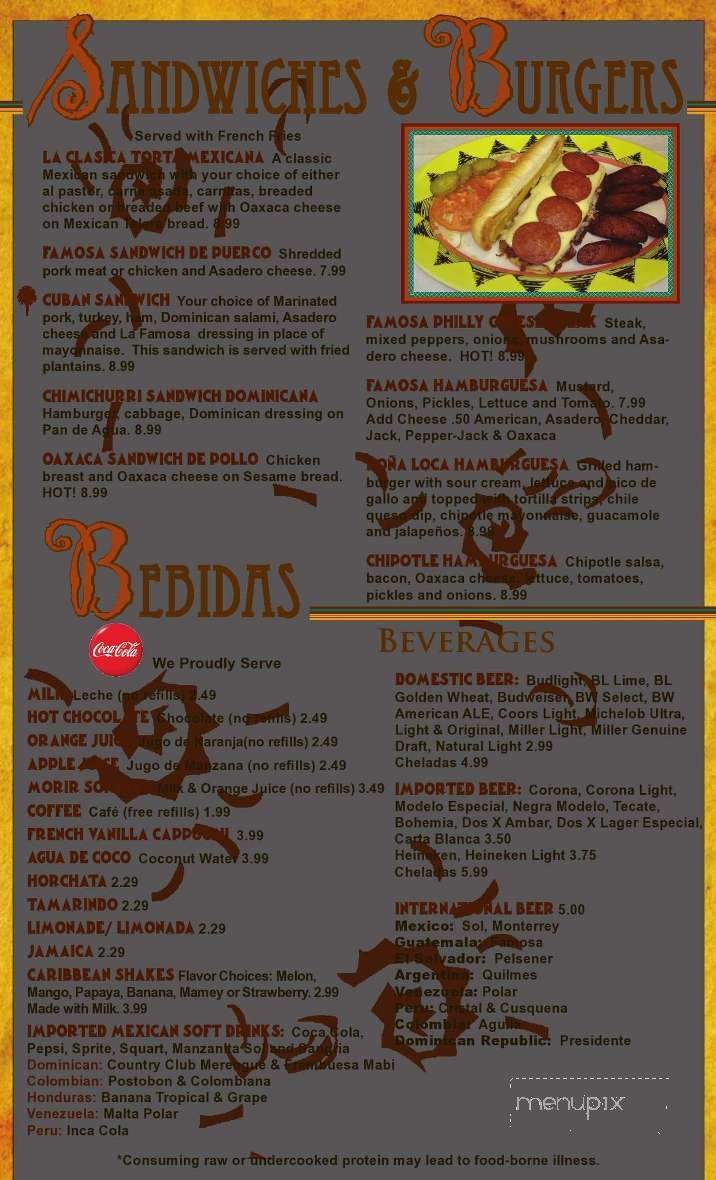 Famosa Latin Cuisine - Hilliard, OH menu_pic
