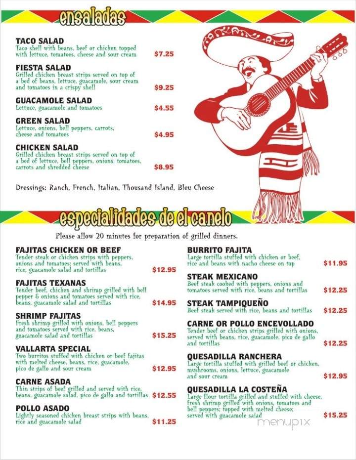 El Canelo - Oakland, MD menu_pic